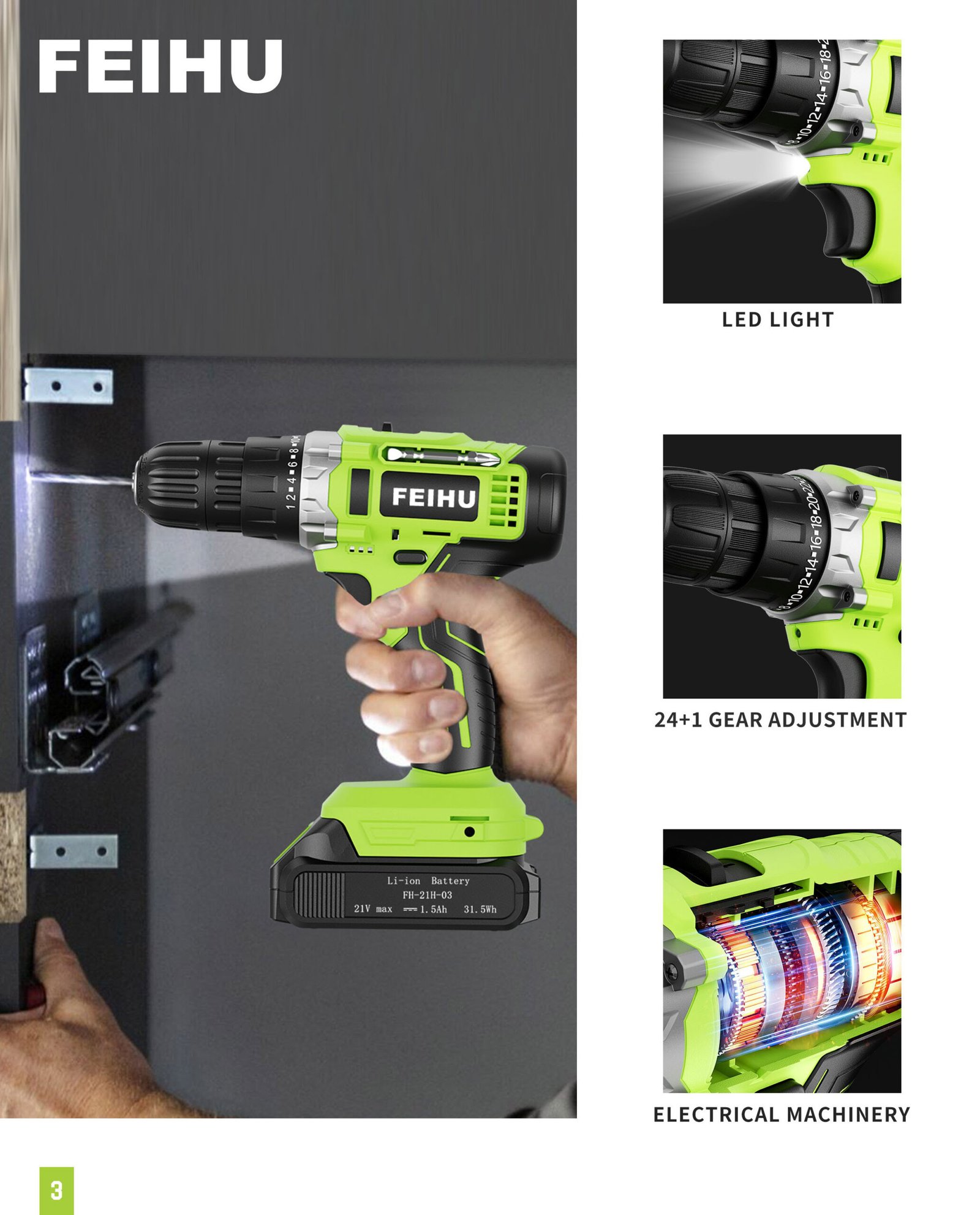 21V Cordless Drill Driver FH-6918S Application / detail image 1