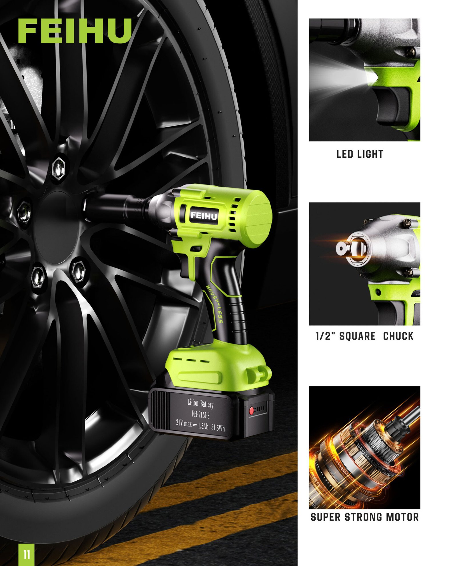 21V 320 N.m Brushless Impact Wrench FH-8521B Application / detail image 3