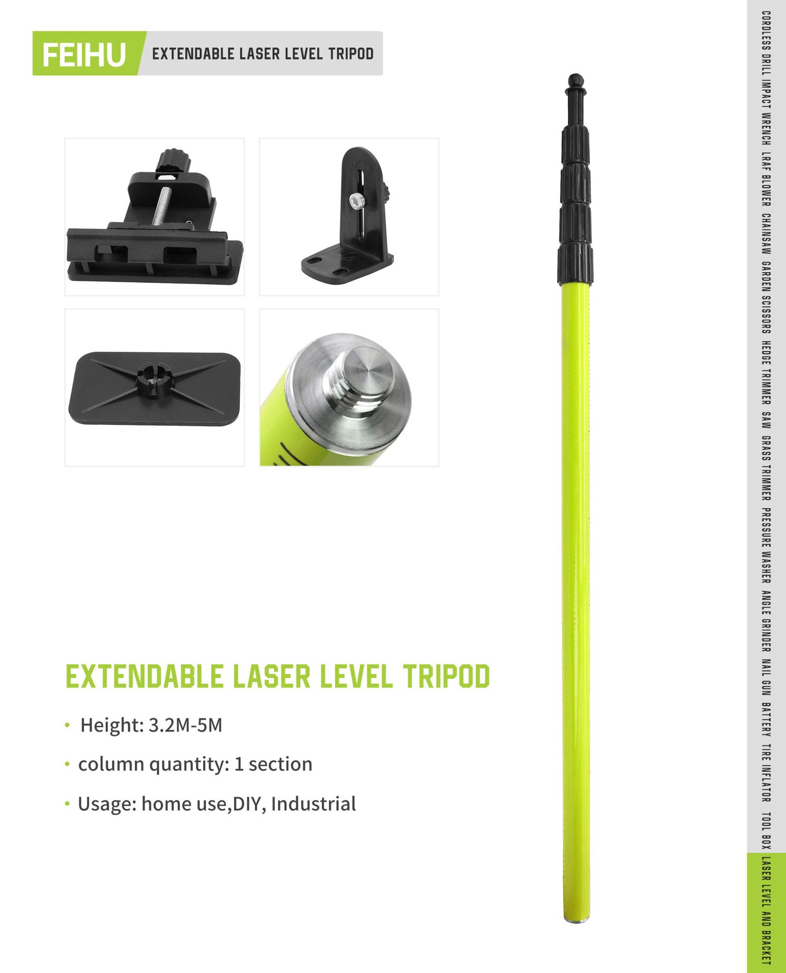 Extendable Laser Level Tripod FH-TRIPOD-EXTENDABLE Original catalogue parameter card