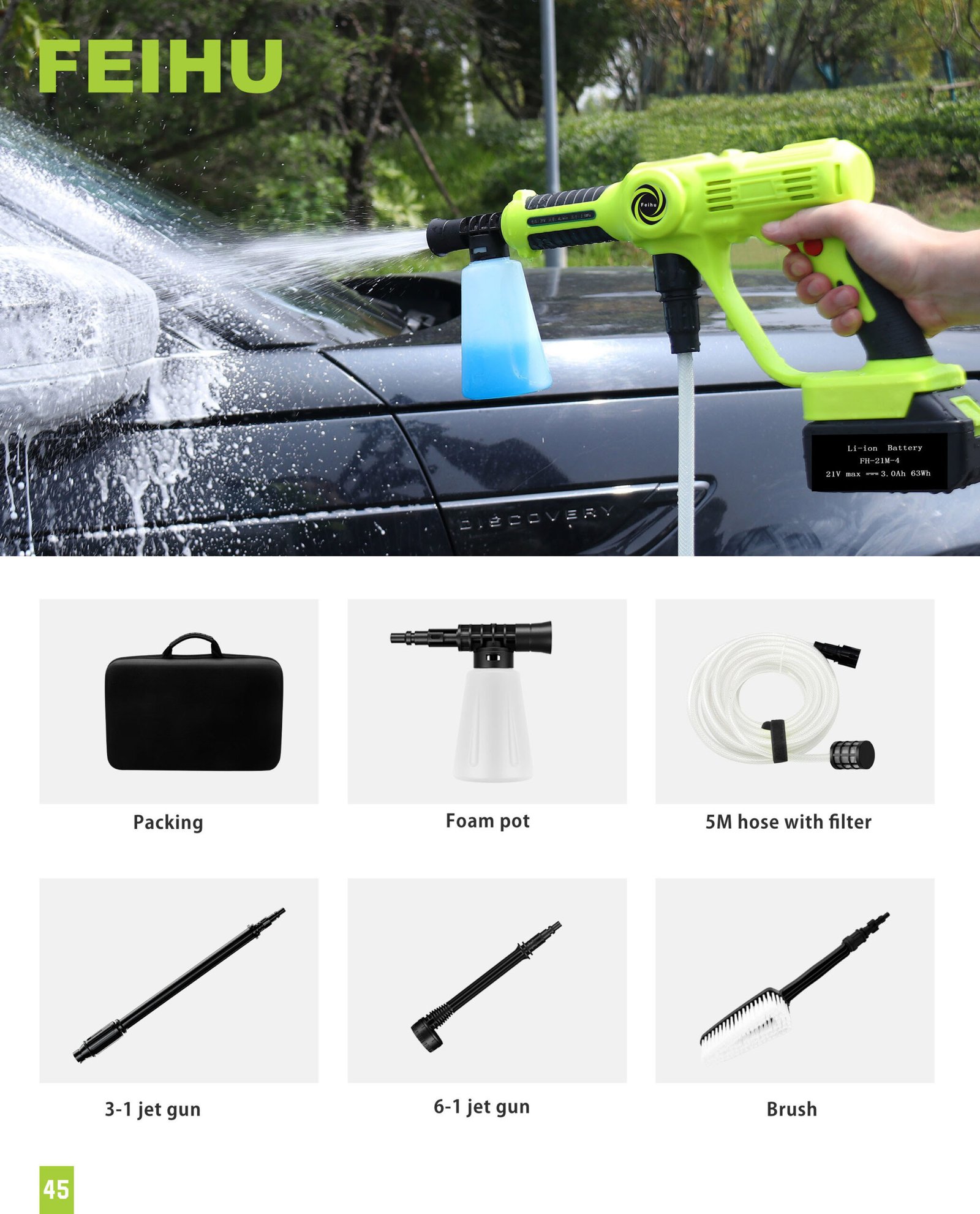 21V Cordless Pressure Washer FH-WG210Y Application / detail image 2